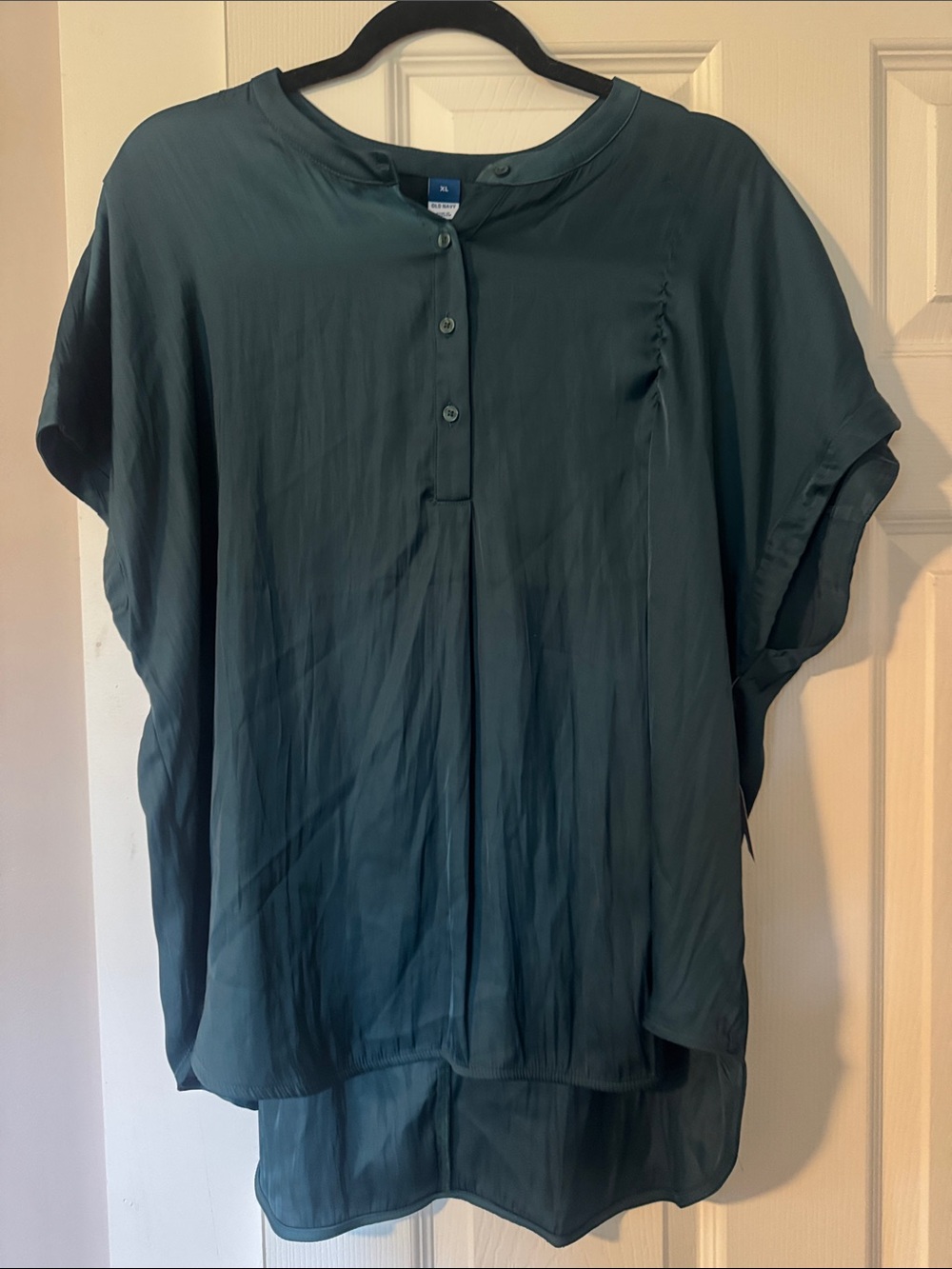 Old Navy Teal Short-Sleeve Button Front Blouse